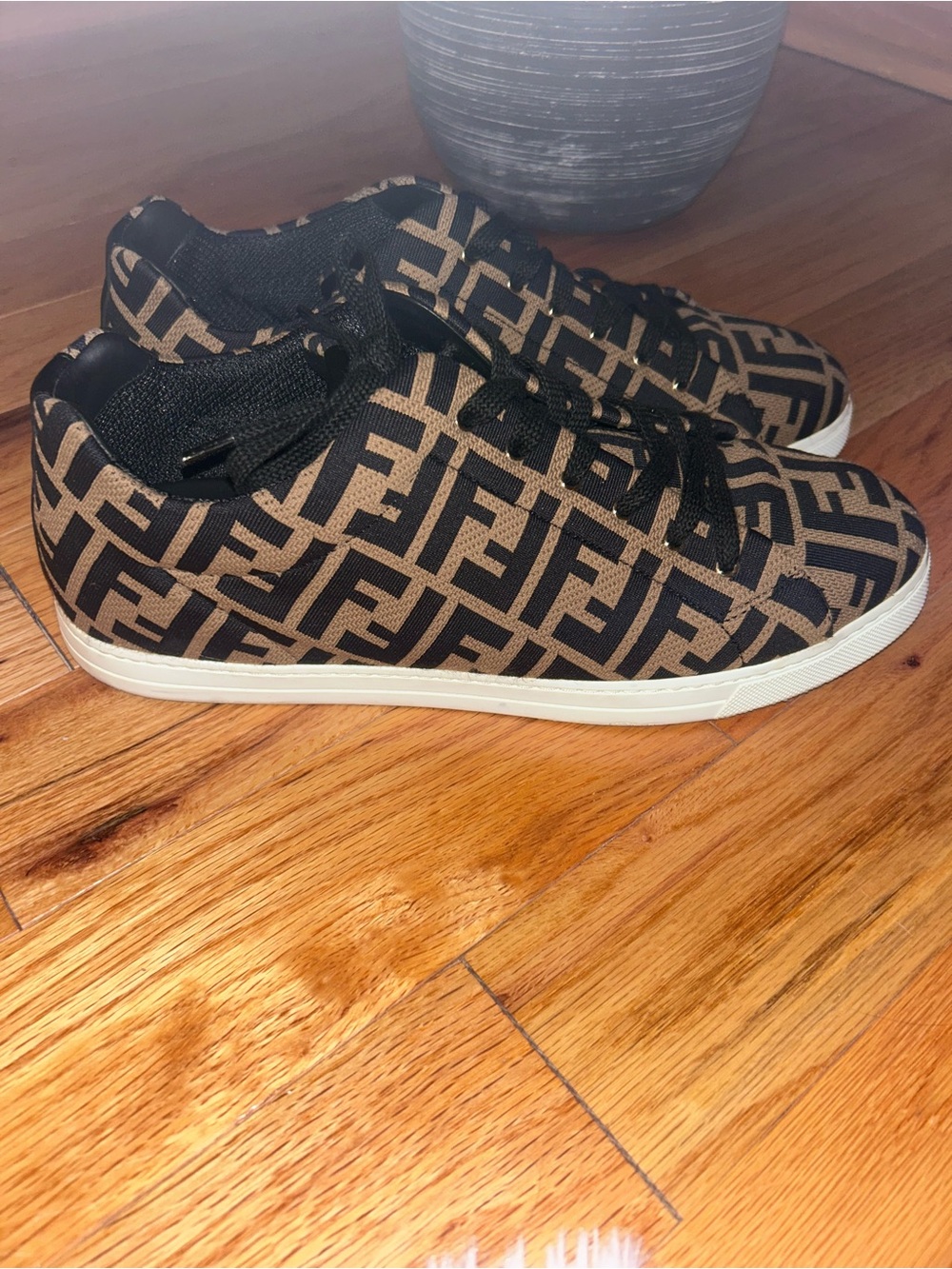 Fendi Monogram Low-Top Sneakers in Brown and Black